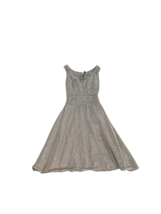 S&F 2005 Dresses & Skirts - S&F 2005 Made in Italy 100% Mini Linen Dress Brown Crochet Fairy Cottagecore XS